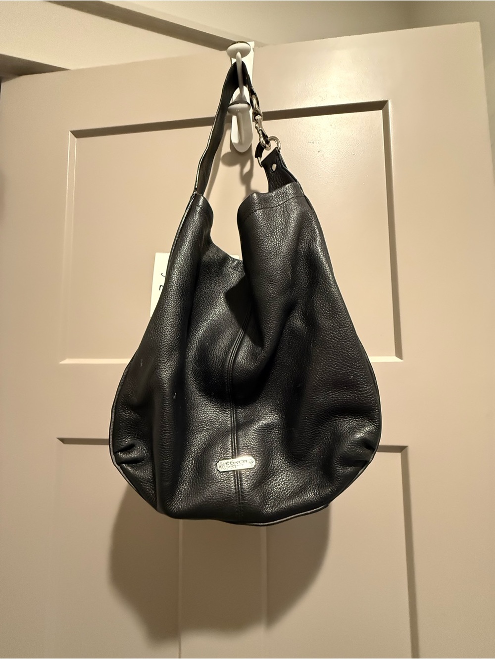Coach Black Pebbled Leather Hobo Messenger Bag